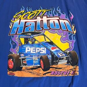 Vintage Scott Hatton Signed Midget Car Racing Tshirt 2XL Pepsi Blue Men’s